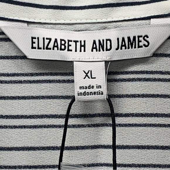 Elizabeth And James Womens Shirt Tunic Dress Short Sleeve Striped Black White XL - Picture 2 of 15